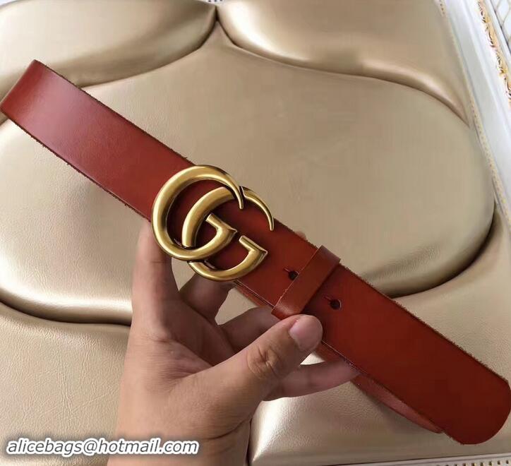 Best Price Gucci 3.8cm Wide Leather Belt With gold gg buckle burgundy 458967