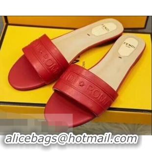 Low Cost Fendi Fendi Roma Embossed Flat Slides F93121 Red 2019