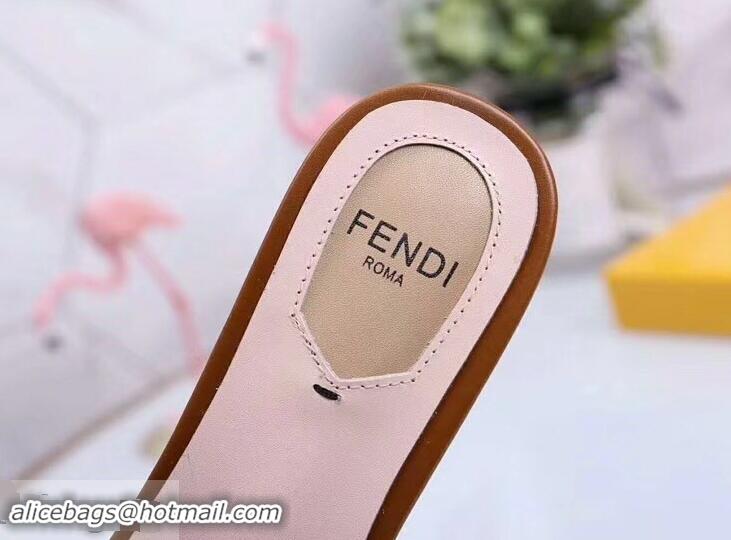 Affordable Price Fendi Heel 3.5cm Square-Toe Multicolour FF Logo Slides F93124 Brown 2019