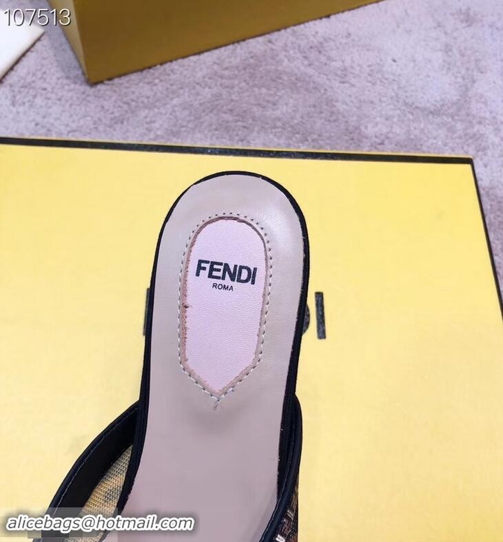 Most Popular Fendi FF Fabric Sabots Slippers F93601 Black 2019