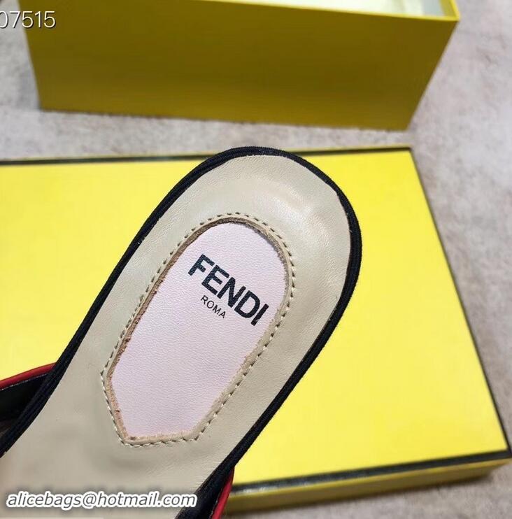 Grade Design Fendi FF Fabric Sabots Slippers F93601 Red 2019