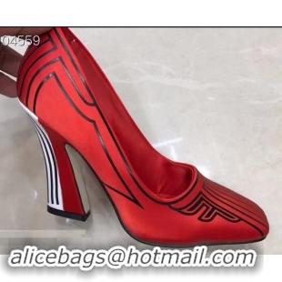 Spot Fendi Heel 9.5cm FFreedom Square-toed Pumps F93711 Red 2019