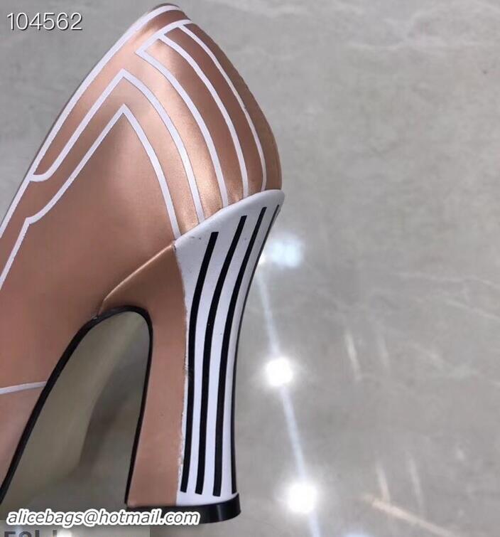 Wholesale Fendi Heel 9.5cm FFreedom Square-toed Pumps F93711 Pumps Pink 2019