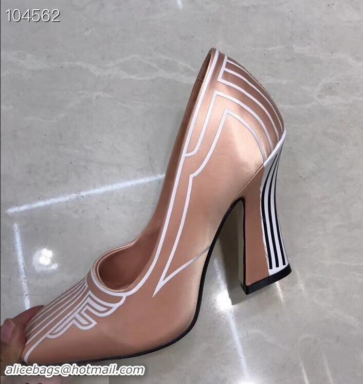 Wholesale Fendi Heel 9.5cm FFreedom Square-toed Pumps F93711 Pumps Pink 2019