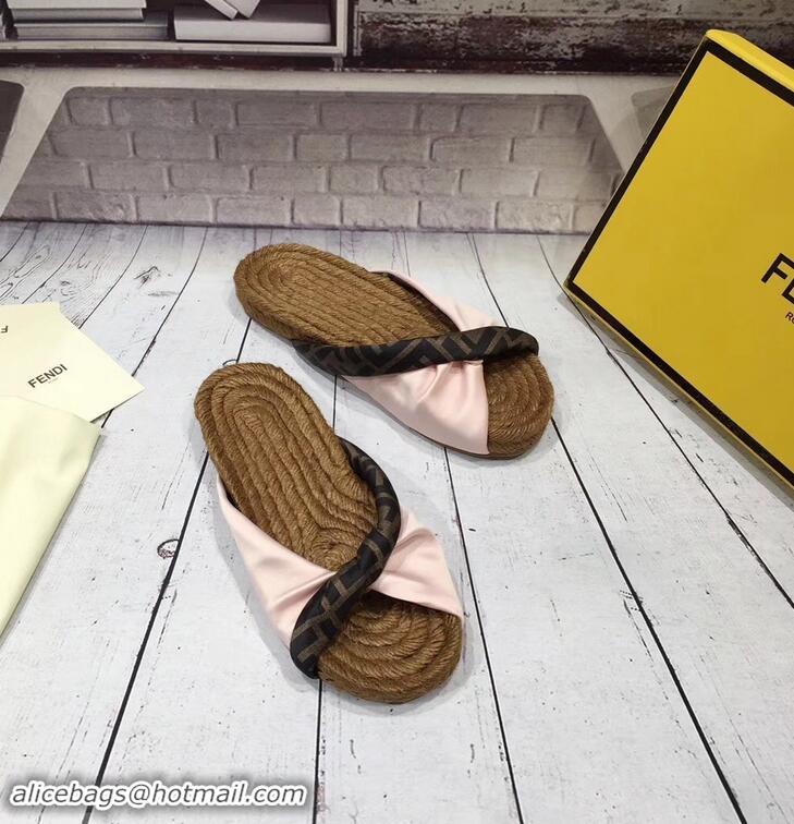 Buy Bulk Fendi FF Logo Cord Sole Twist Slides Sandals F94307 Light Pink 2019