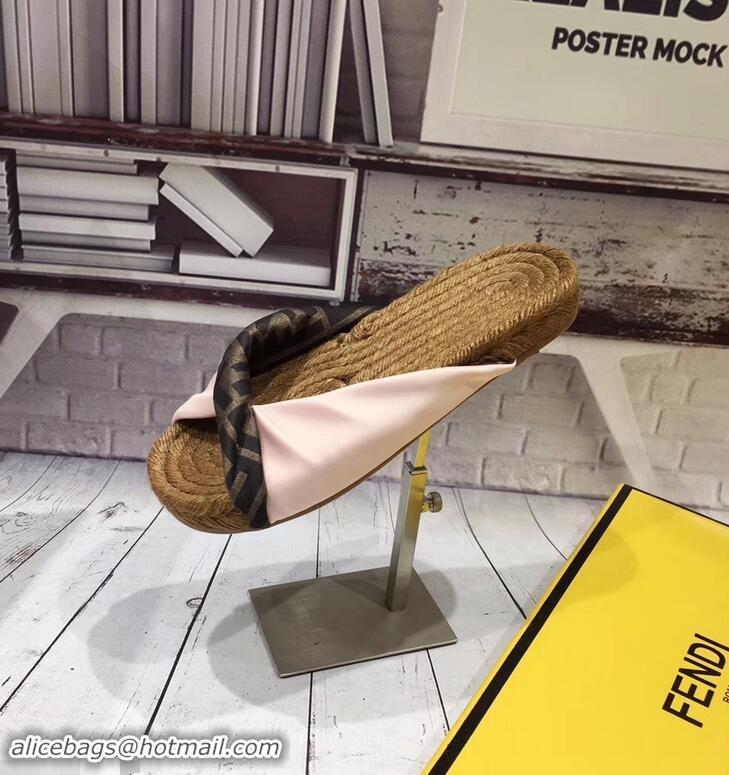 Buy Bulk Fendi FF Logo Cord Sole Twist Slides Sandals F94307 Light Pink 2019