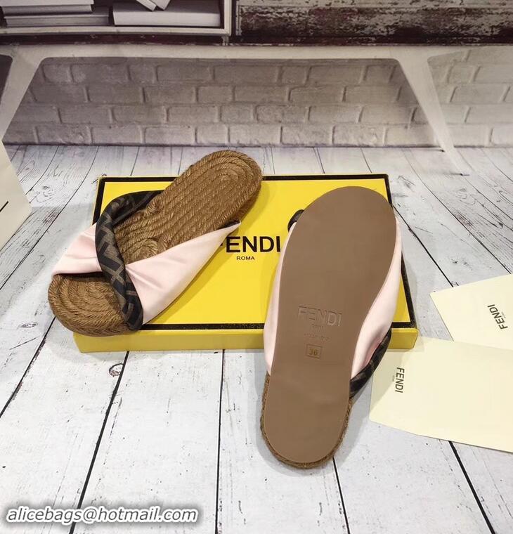 Buy Bulk Fendi FF Logo Cord Sole Twist Slides Sandals F94307 Light Pink 2019