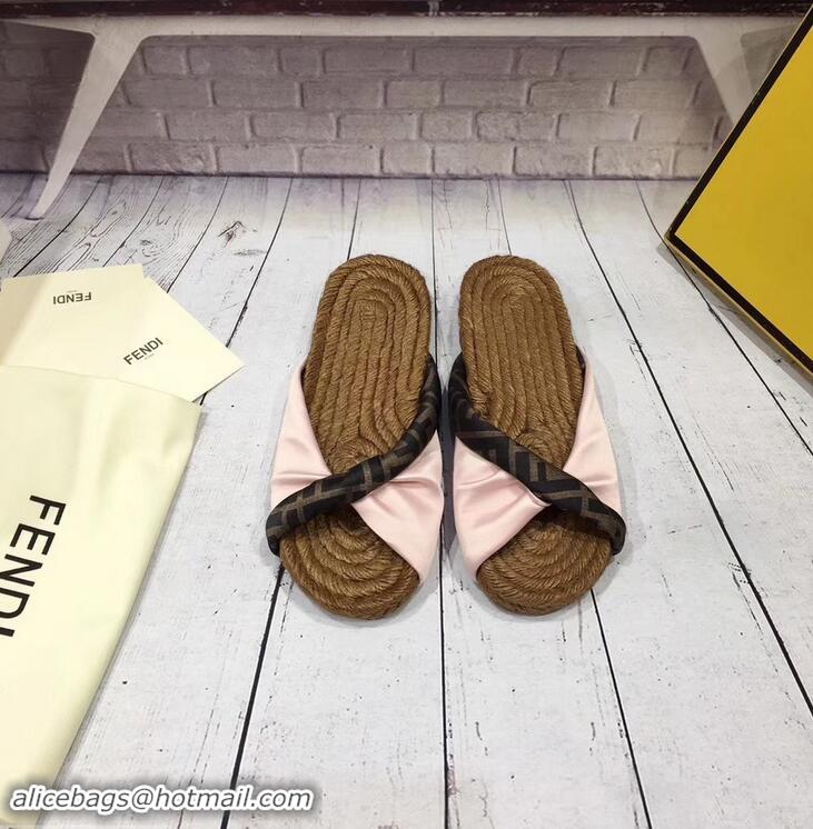 Buy Bulk Fendi FF Logo Cord Sole Twist Slides Sandals F94307 Light Pink 2019