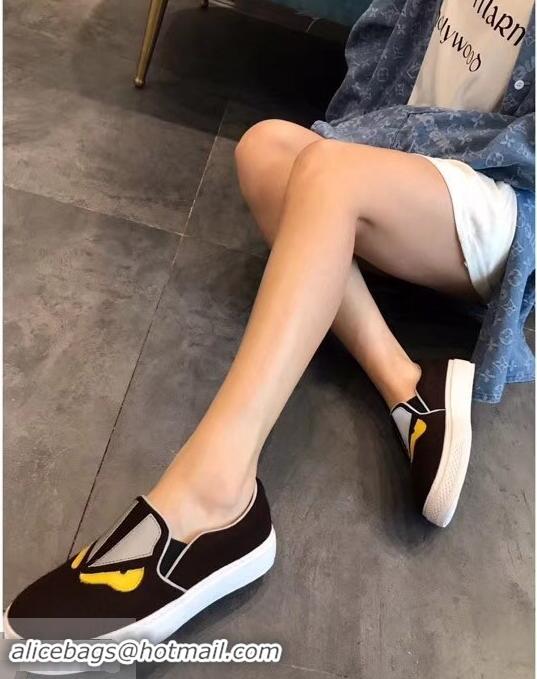 Cheapest Fendi Bag Bugs Eyes Slip-on Sneakers F94301 Coffee 2019