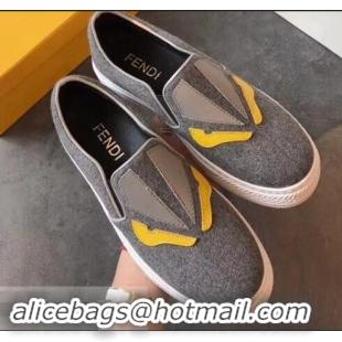 New Fashion Fendi Bag Bugs Eyes Slip-on Sneakers F94301 Gray 2019