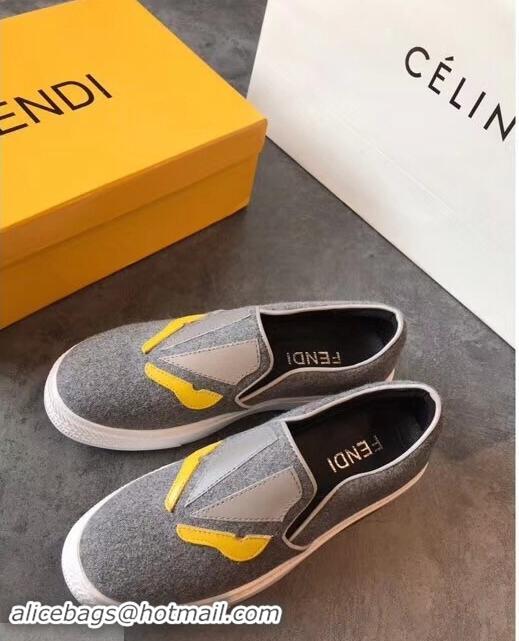 New Fashion Fendi Bag Bugs Eyes Slip-on Sneakers F94301 Gray 2019