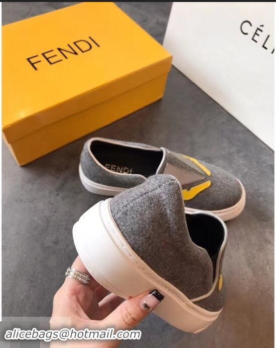 New Fashion Fendi Bag Bugs Eyes Slip-on Sneakers F94301 Gray 2019