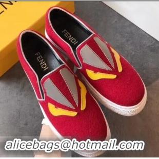 New Stylish Fendi Bag Bugs Eyes Slip-on Sneakers F94302 Red 2019