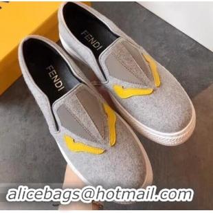 High Quality Fendi Bag Bugs Eyes Slip-on Sneakers F94302 Gray 2019