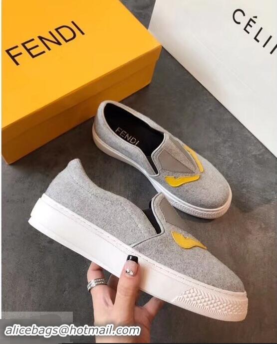 High Quality Fendi Bag Bugs Eyes Slip-on Sneakers F94302 Gray 2019