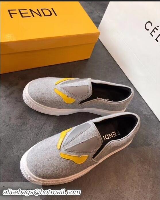 High Quality Fendi Bag Bugs Eyes Slip-on Sneakers F94302 Gray 2019