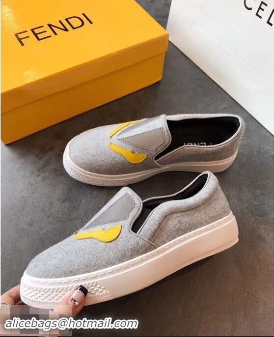 High Quality Fendi Bag Bugs Eyes Slip-on Sneakers F94302 Gray 2019