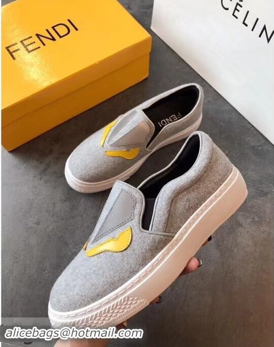 High Quality Fendi Bag Bugs Eyes Slip-on Sneakers F94302 Gray 2019