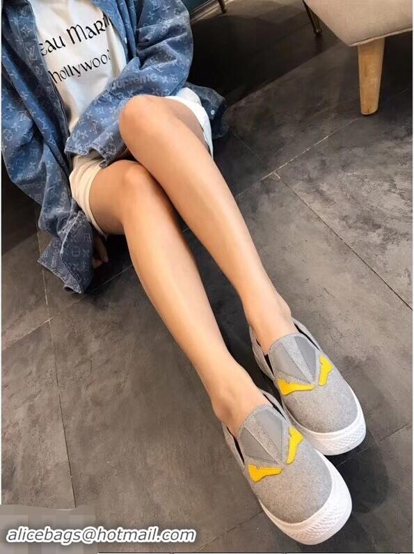 High Quality Fendi Bag Bugs Eyes Slip-on Sneakers F94302 Gray 2019