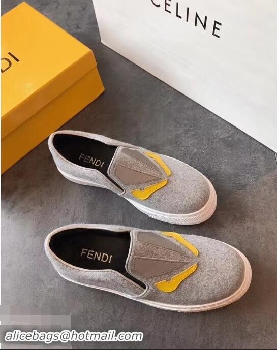 High Quality Fendi Bag Bugs Eyes Slip-on Sneakers F94302 Gray 2019