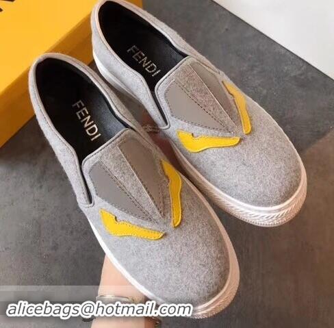 High Quality Fendi Bag Bugs Eyes Slip-on Sneakers F94302 Gray 2019