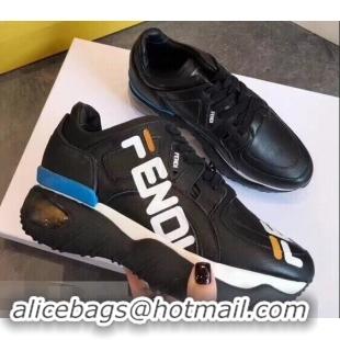 New Design Fendi Mania Logo Sneakers For Women/Men F94002 Black 2019