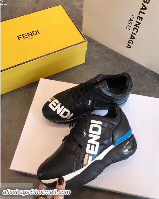 New Design Fendi Mania Logo Sneakers For Women/Men F94002 Black 2019