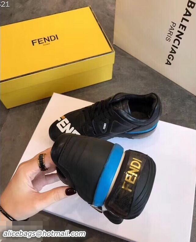 New Design Fendi Mania Logo Sneakers For Women/Men F94002 Black 2019