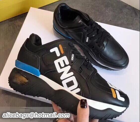 New Design Fendi Mania Logo Sneakers For Women/Men F94002 Black 2019