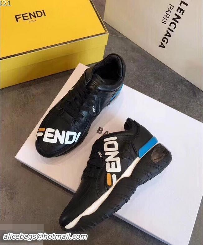 New Design Fendi Mania Logo Sneakers For Women/Men F94002 Black 2019