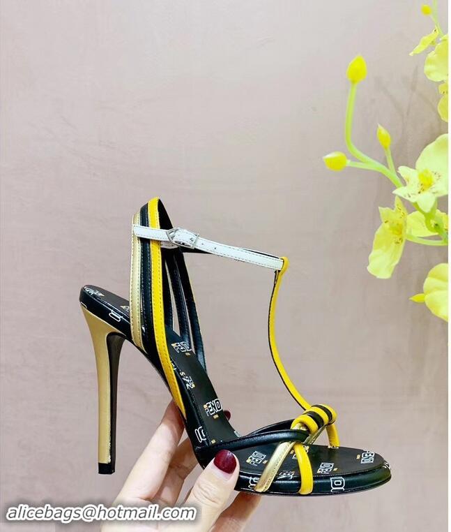 Buy Luxury Fendi FendiMania Logo Strappy Stiletto Sandals F94001 Black 2019