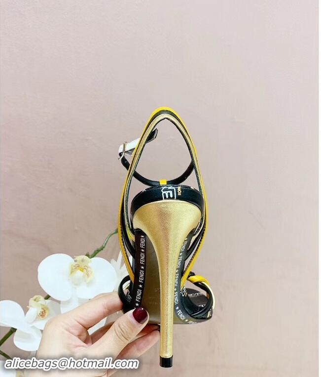 Buy Luxury Fendi FendiMania Logo Strappy Stiletto Sandals F94001 Black 2019