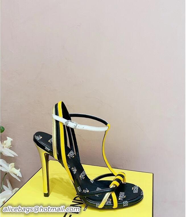 Buy Luxury Fendi FendiMania Logo Strappy Stiletto Sandals F94001 Black 2019