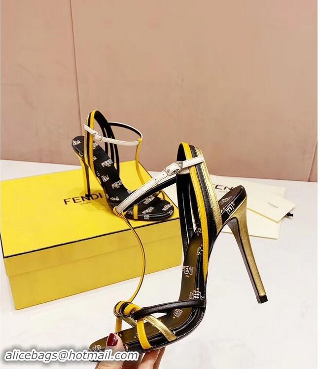 Buy Luxury Fendi FendiMania Logo Strappy Stiletto Sandals F94001 Black 2019