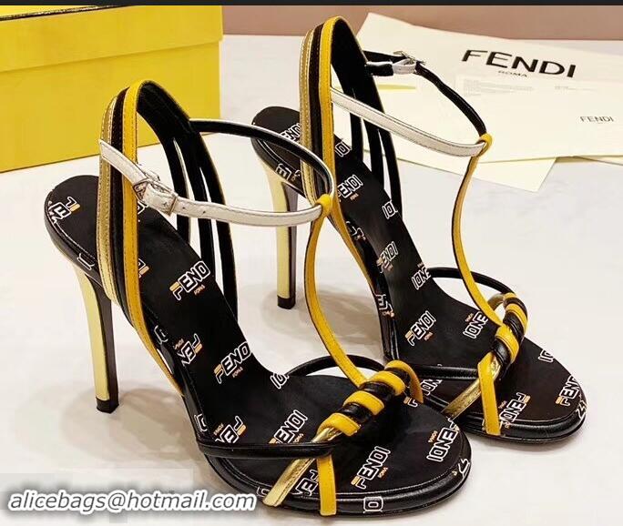 Buy Luxury Fendi FendiMania Logo Strappy Stiletto Sandals F94001 Black 2019