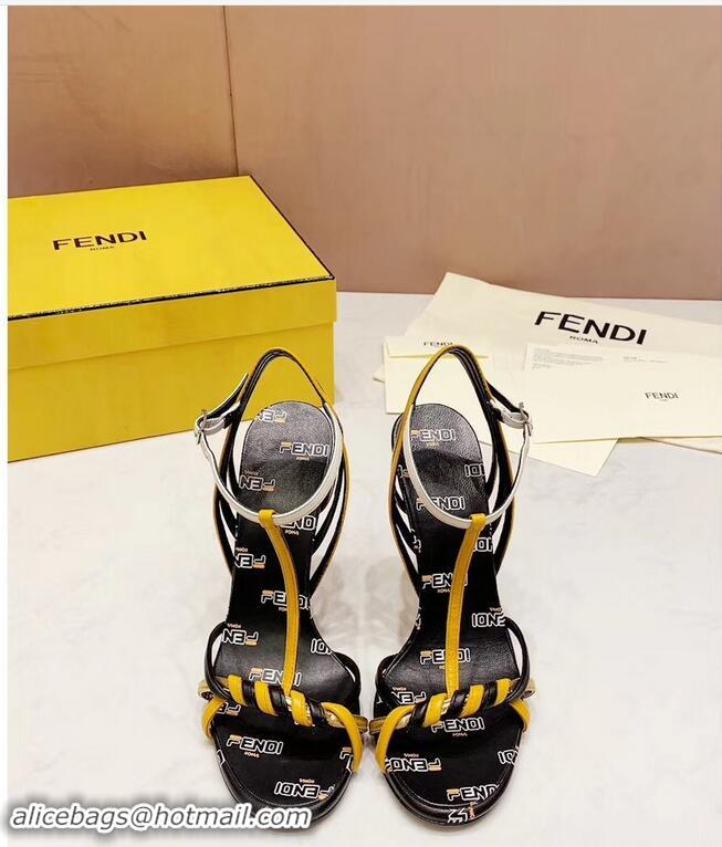 Buy Luxury Fendi FendiMania Logo Strappy Stiletto Sandals F94001 Black 2019