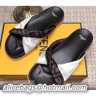 Best Quality Knockoffs Fendi FF Logo Twist Slides F95301 White 2019