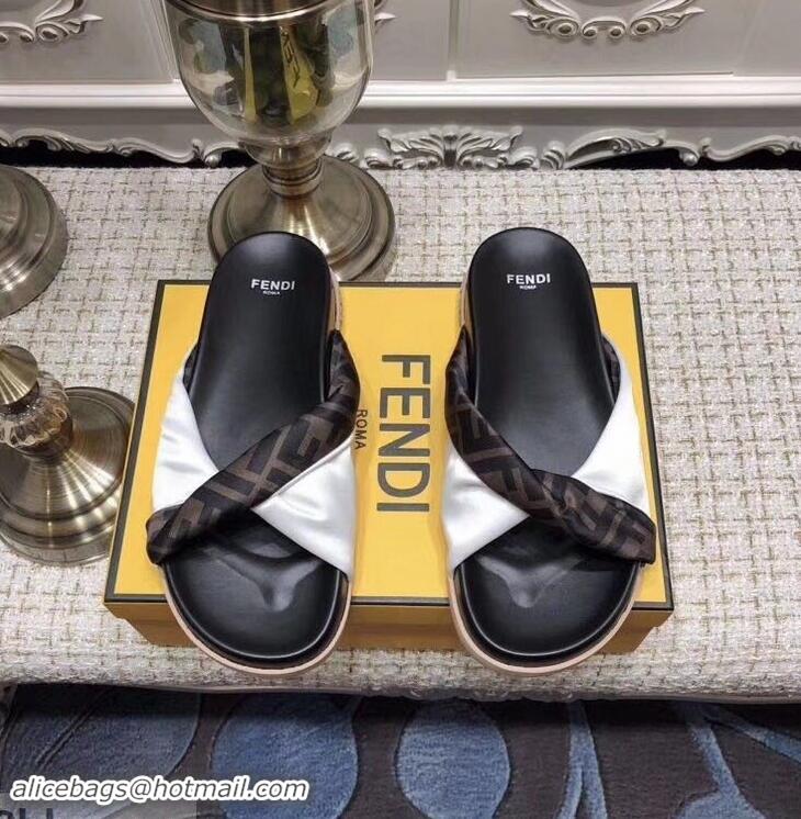 Best Quality Knockoffs Fendi FF Logo Twist Slides F95301 White 2019