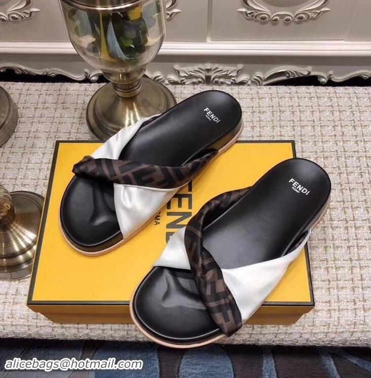 Best Quality Knockoffs Fendi FF Logo Twist Slides F95301 White 2019