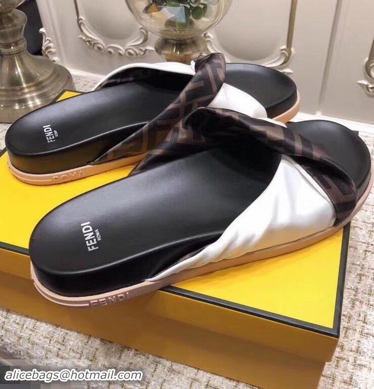 Best Quality Knockoffs Fendi FF Logo Twist Slides F95301 White 2019