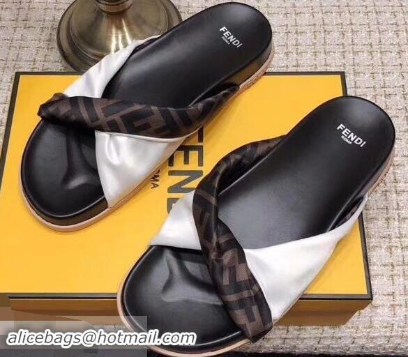 Best Quality Knockoffs Fendi FF Logo Twist Slides F95301 White 2019