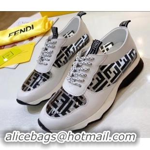 Newly Launched Fendi All-Over FF Logo in PU Sneakers F95744 White/Black 2019