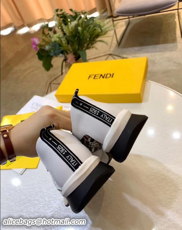 Newly Launched Fendi All-Over FF Logo in PU Sneakers F95744 White/Black 2019