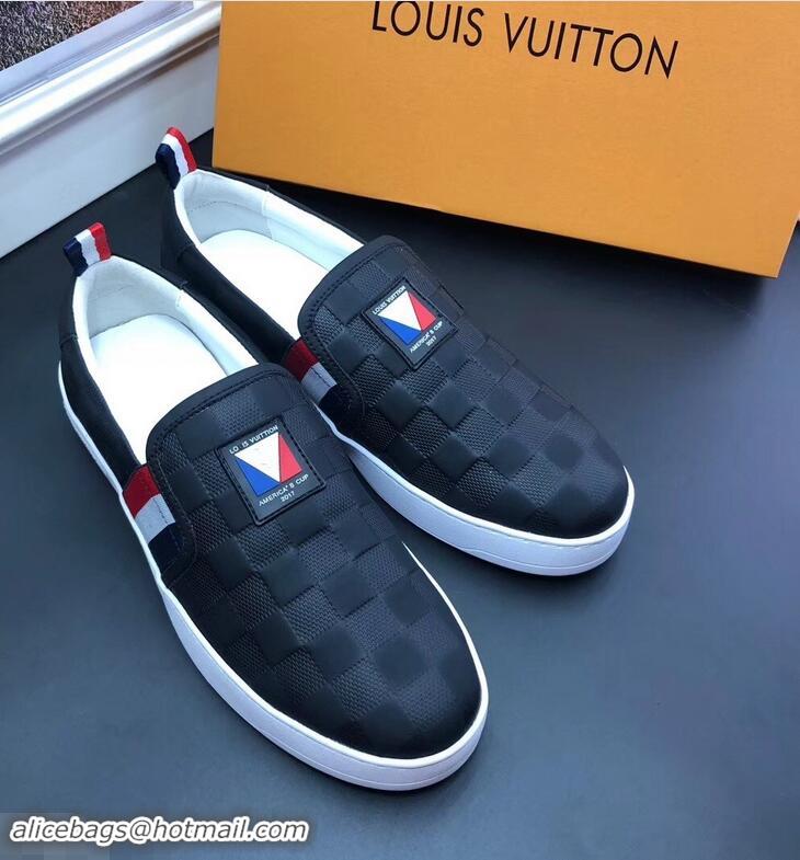 Imitation Louis Vuitton America's Cup Men's Slip On Sneakers LV96723 Black