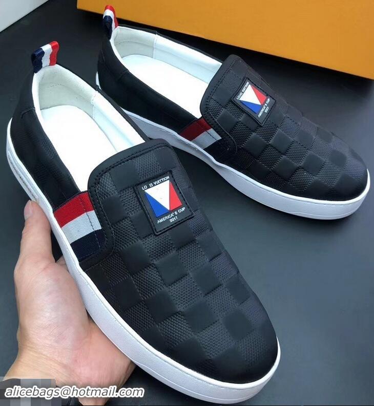 Imitation Louis Vuitton America's Cup Men's Slip On Sneakers LV96723 Black