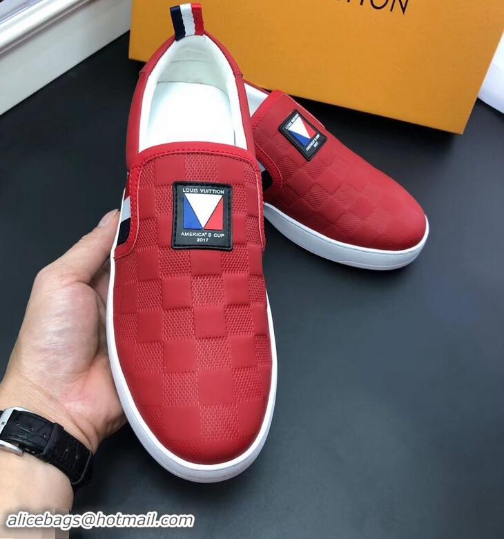 Classic Hot Louis Vuitton America's Cup Men's Slip On Sneakers LV96723 Red