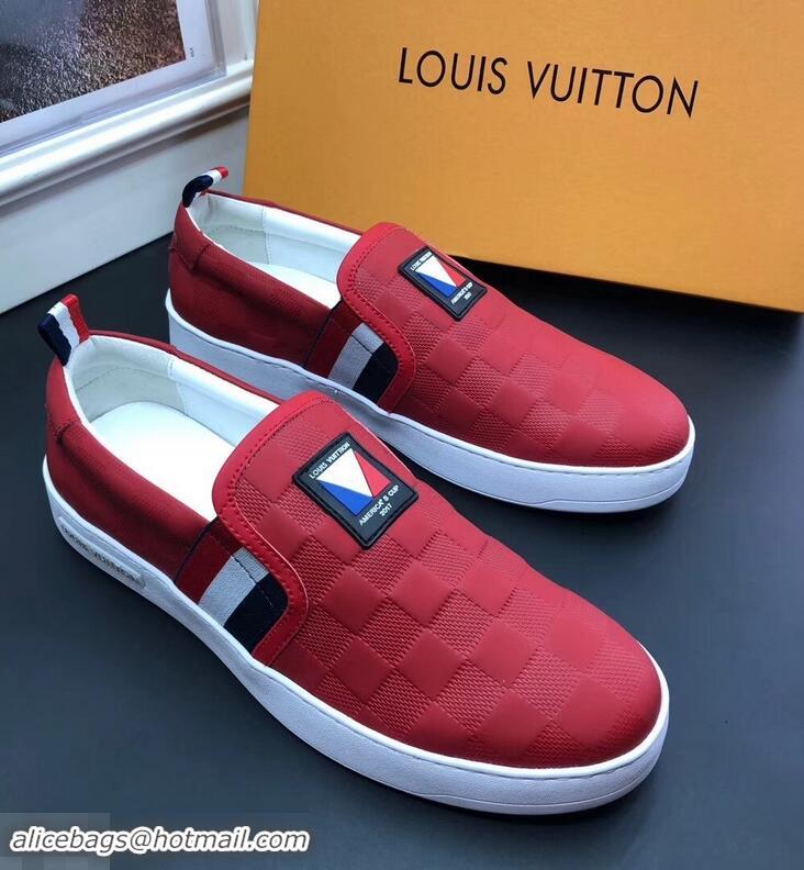 Classic Hot Louis Vuitton America's Cup Men's Slip On Sneakers LV96723 Red