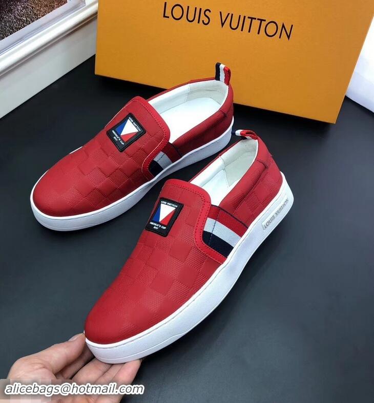 Classic Hot Louis Vuitton America's Cup Men's Slip On Sneakers LV96723 Red