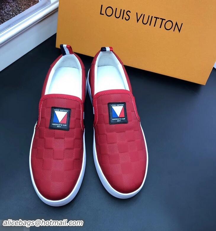 Classic Hot Louis Vuitton America's Cup Men's Slip On Sneakers LV96723 Red