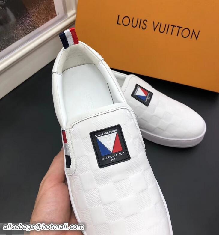 Grade Quality Louis Vuitton America's Cup Men's Slip On Sneakers LV96723 White